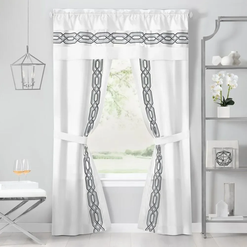 PowerSellerUSA Crisp & Clean Minimalist Two-Tone Window Curtain Set with